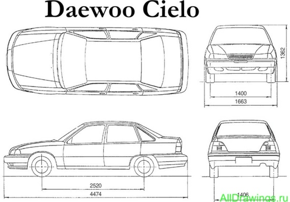 Daewoo Nexia (Дэо Нексия) - чертежи (рисунки) автомобиля